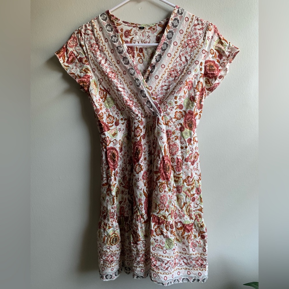 35. Floral Print Faux Wrap Dress